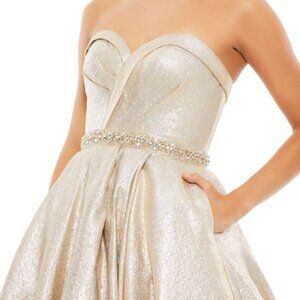 Mac Duggal gold embellished ballgown